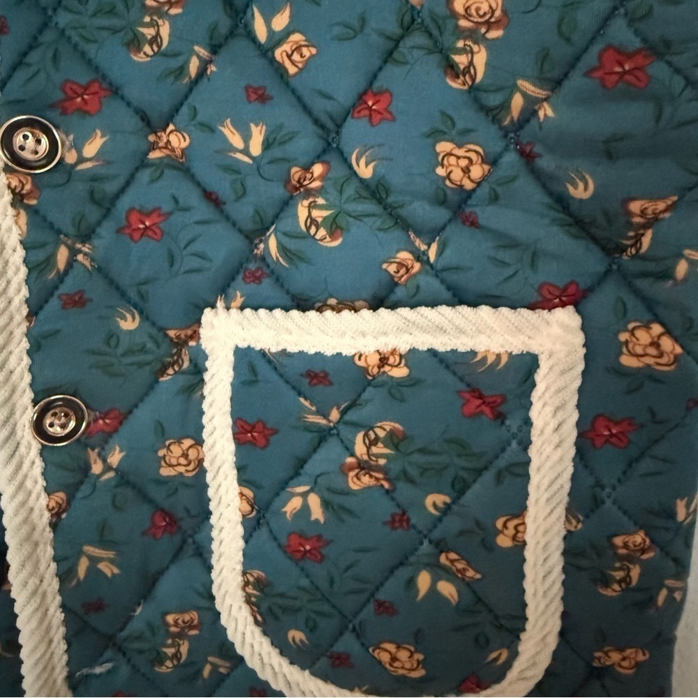 Grannycore Korean vest go viral floral and fur trim - Picture 4 of 10